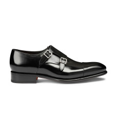 Double buckle carter męskie skórzane buty w kolorze czarnym