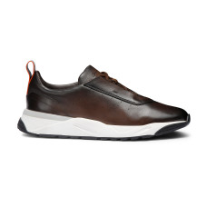 Męskie skórzane sneakersy w kolorze brązowym