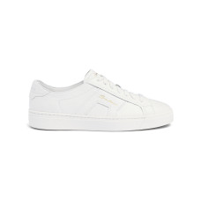 Damskie białe sneakersy z miękkiej skóry o groszkowanej fakturze