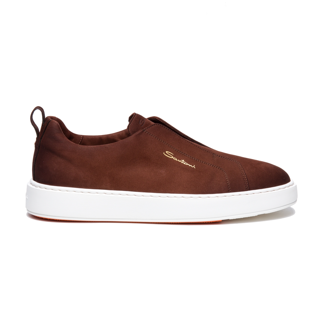 Ciemnobrązowe, zamszowe, wsuwane sneakersy męskie