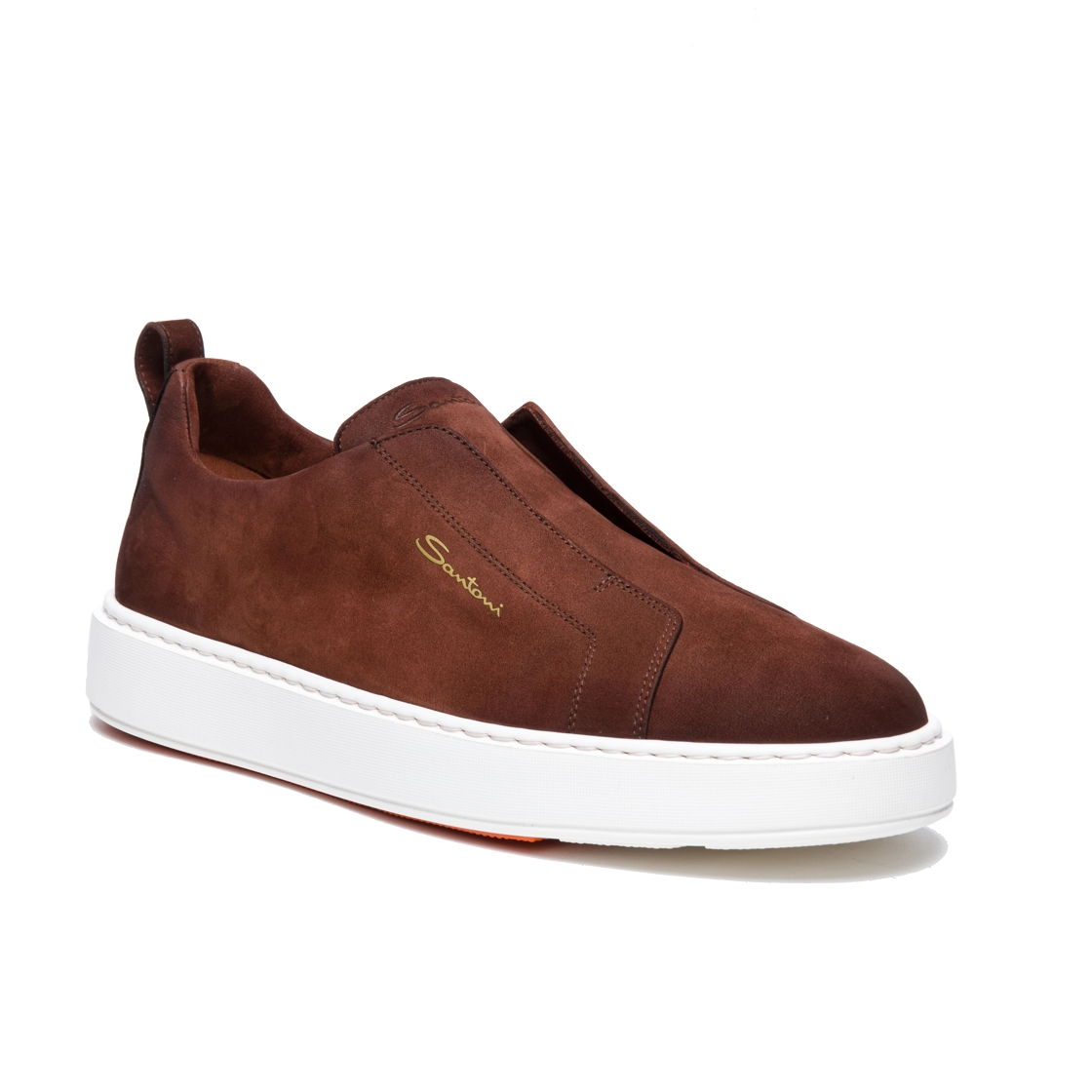 Ciemnobrązowe, zamszowe, wsuwane sneakersy męskie foto 2
