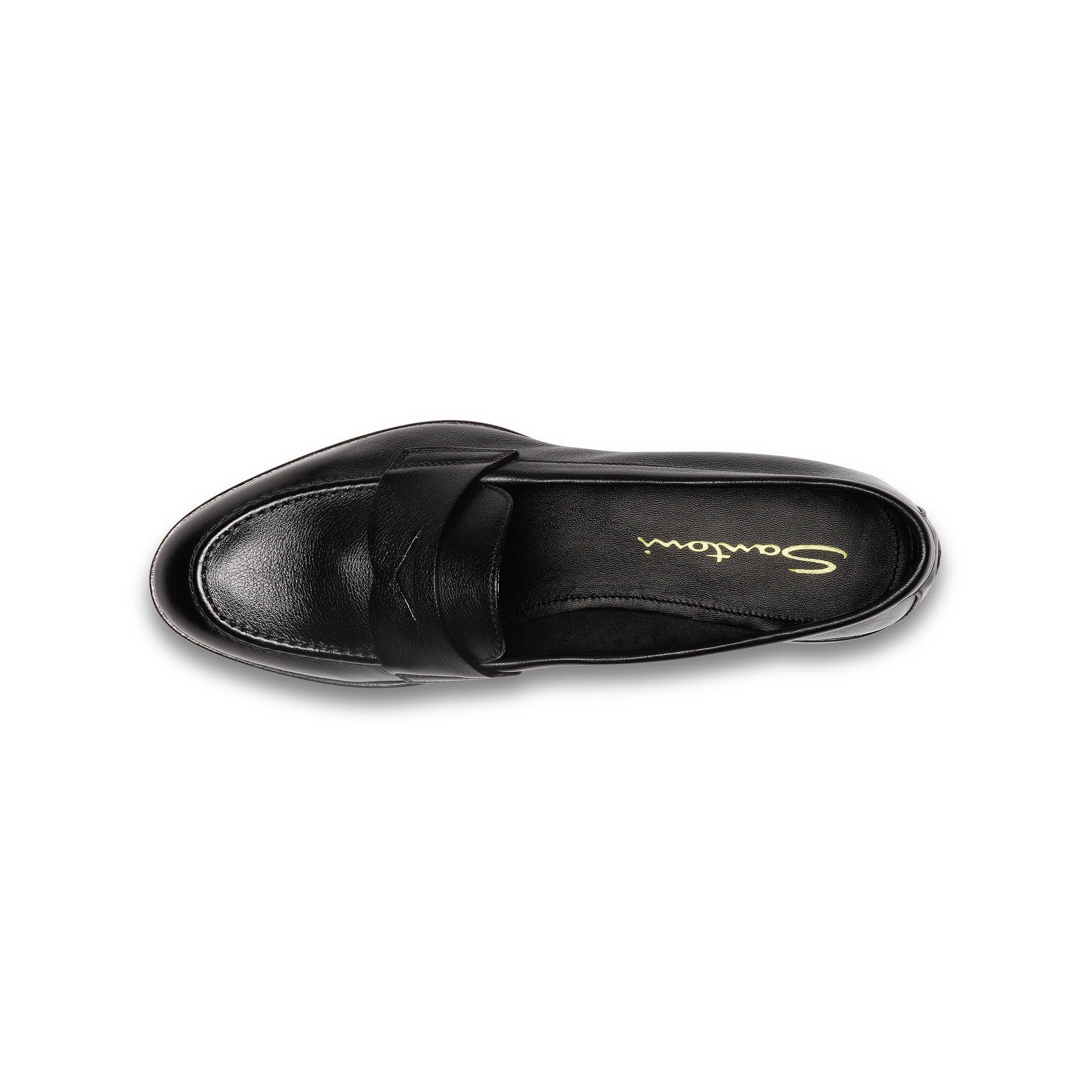 Damskie czarne skórzane mokasyny typu penny loafers foto 4