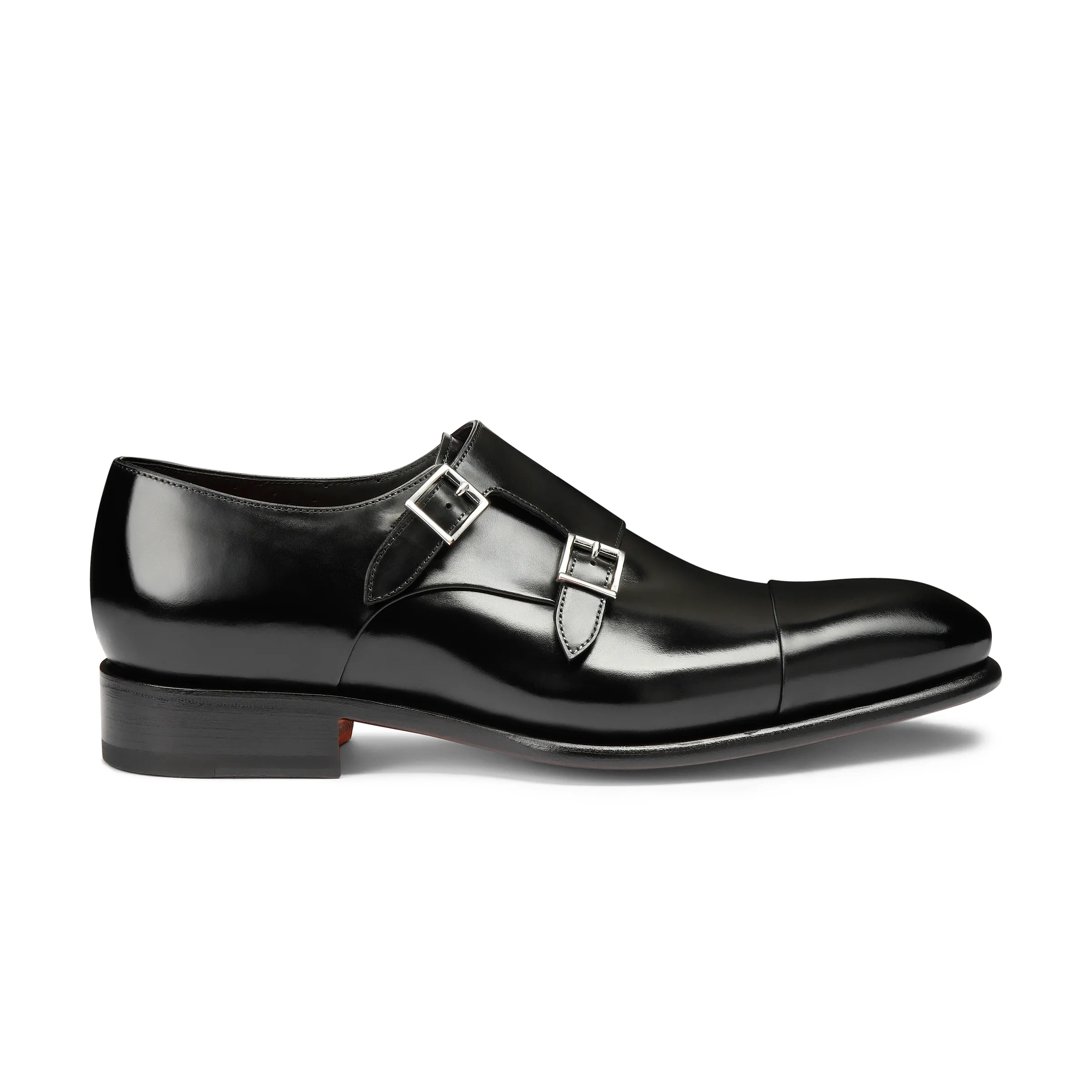 Double buckle carter męskie skórzane buty w kolorze czarnym