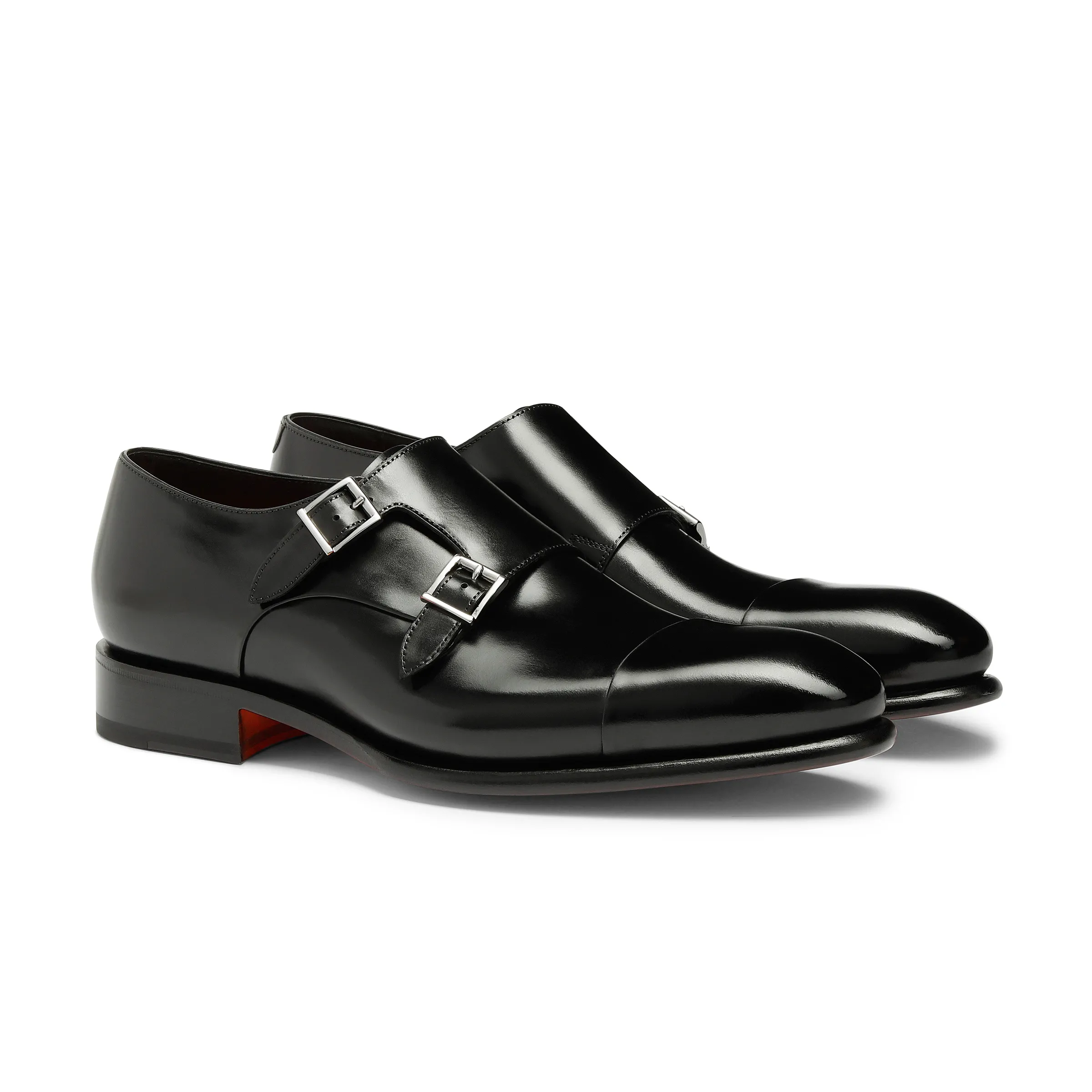 Double buckle carter męskie skórzane buty w kolorze czarnym foto 2
