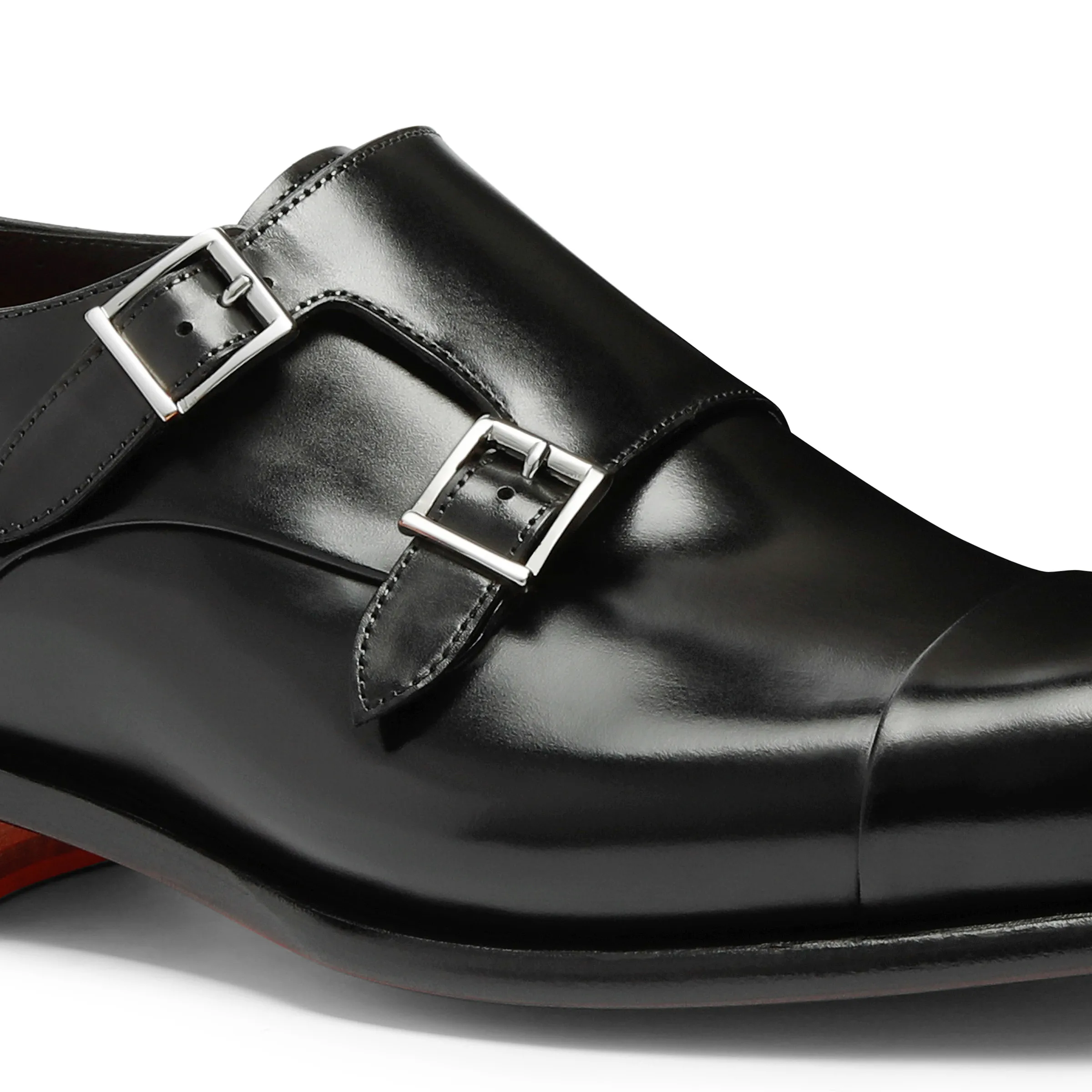 Double buckle carter męskie skórzane buty w kolorze czarnym foto 5