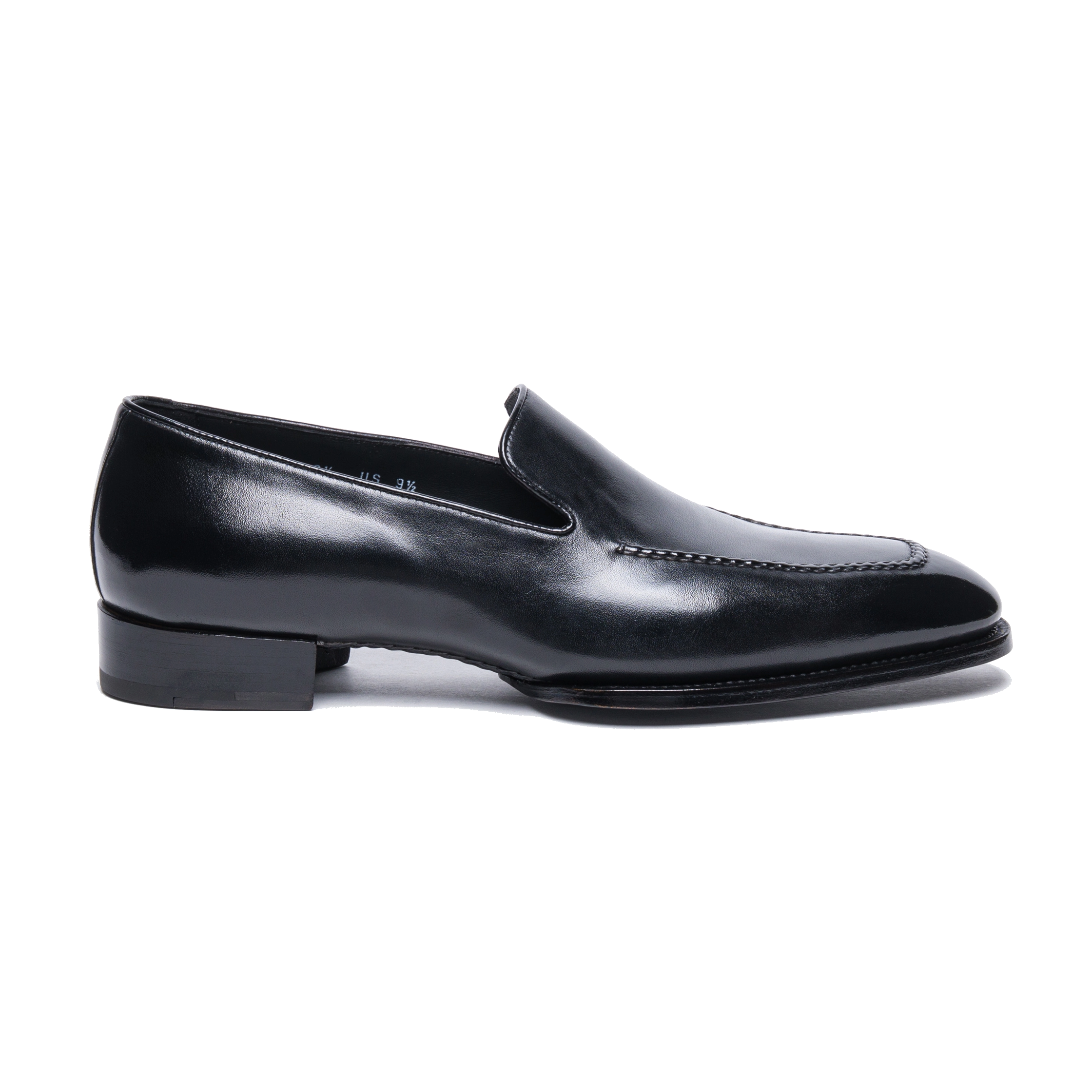Męskie czarne skórzane mokasyny typu penny loafer