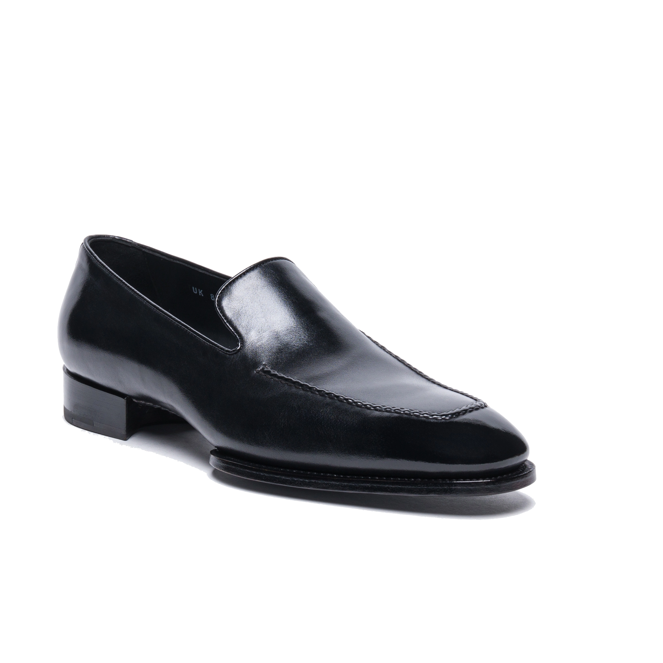 Męskie czarne skórzane mokasyny typu penny loafer foto 2