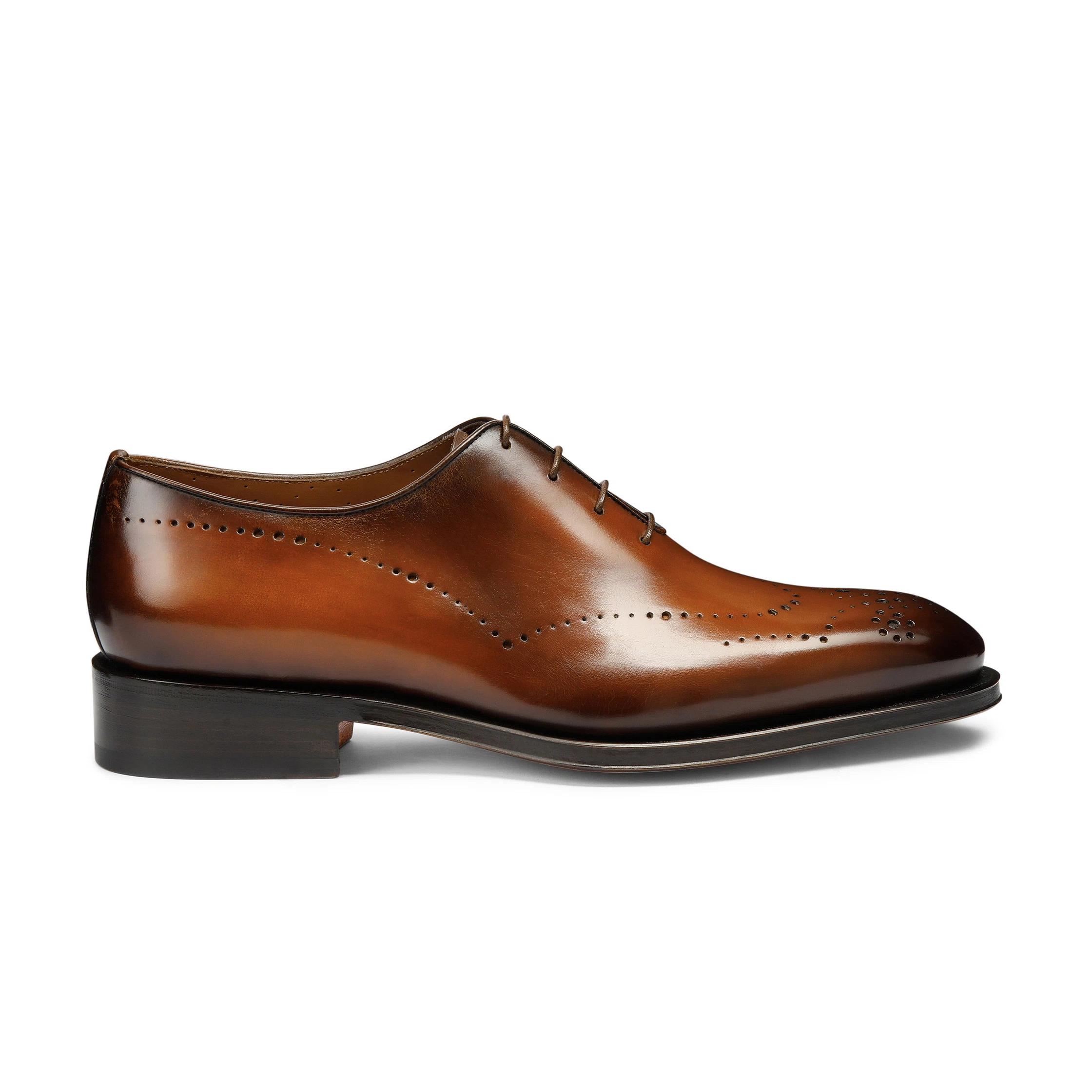 Męskie brązowe, skórzane półbuty Oxford typu brogue