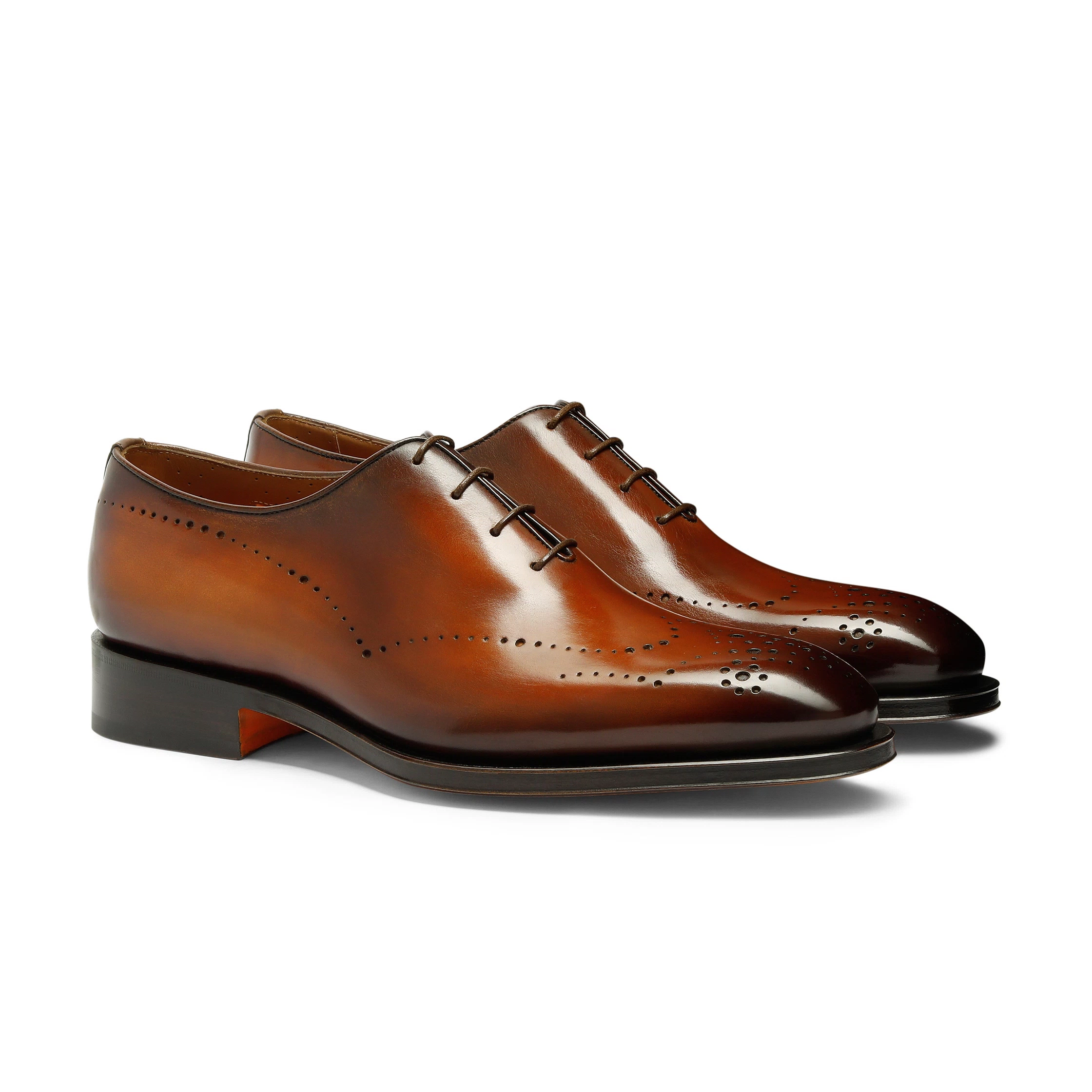 Męskie brązowe, skórzane półbuty Oxford typu brogue foto 2