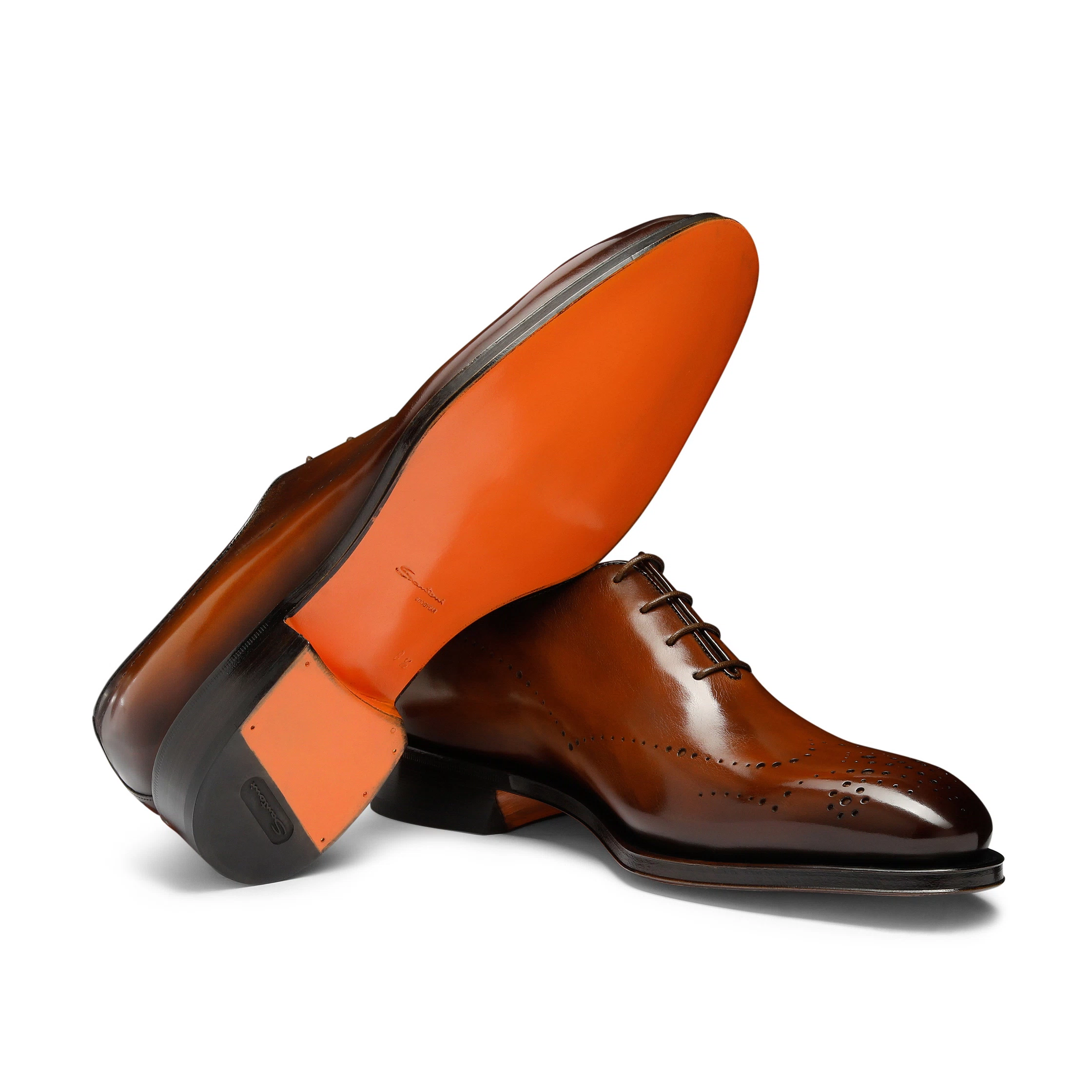 Męskie brązowe, skórzane półbuty Oxford typu brogue foto 3