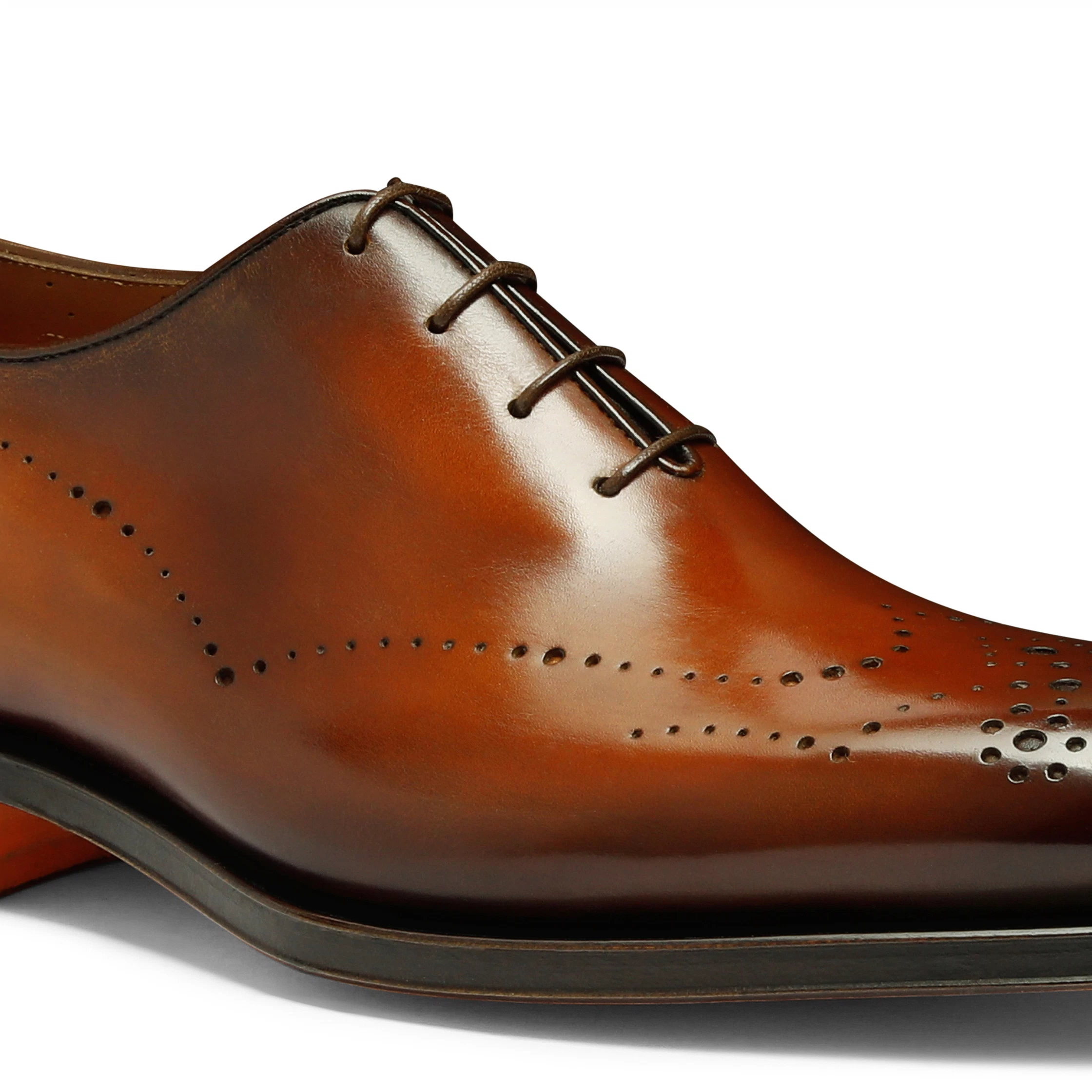 Męskie brązowe, skórzane półbuty Oxford typu brogue foto 4