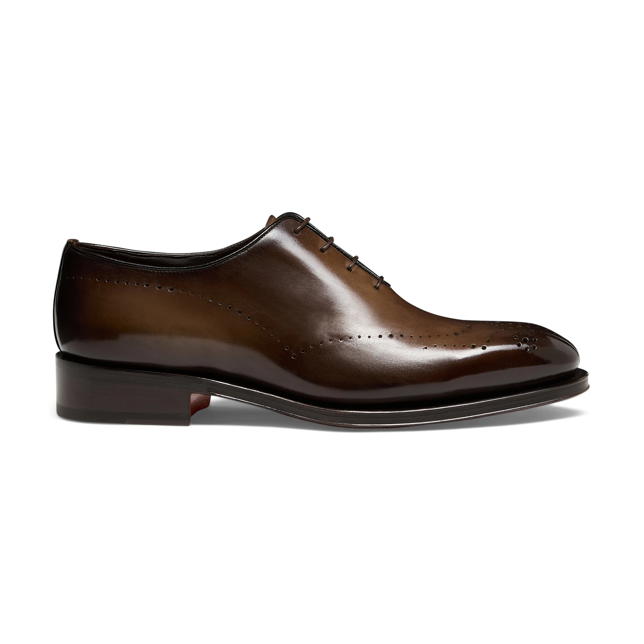 Męskie ciemnobrązowe skórzane buty typu Oxford