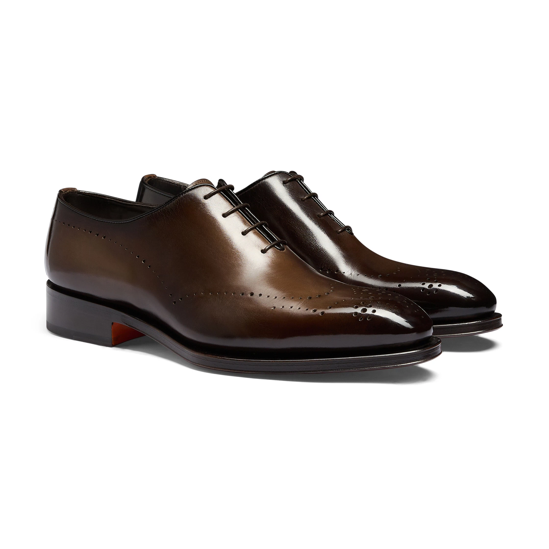 Męskie ciemnobrązowe skórzane buty typu Oxford foto 2