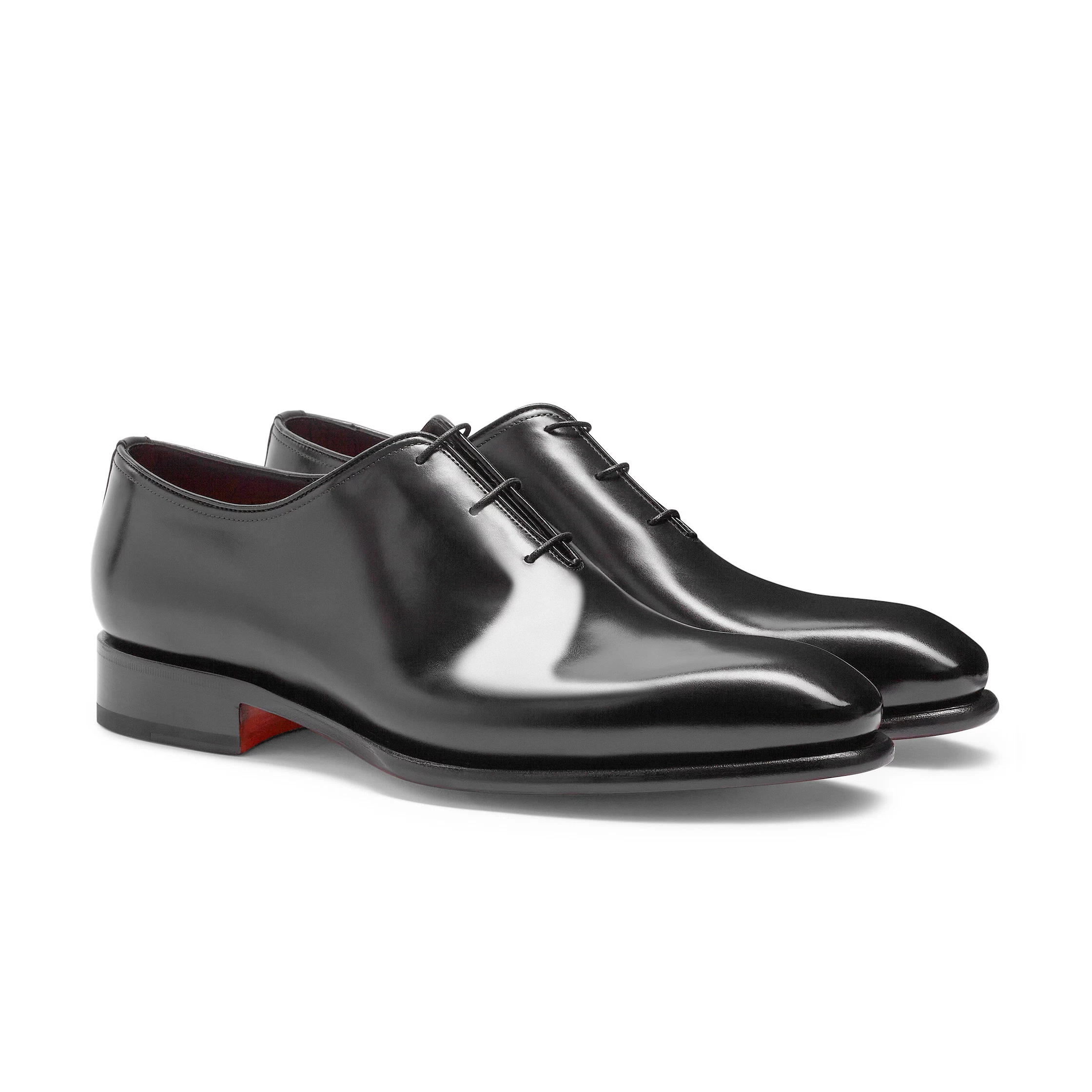 Męskie buty typu Oxford z czarnej, polerowanej skóry foto 2