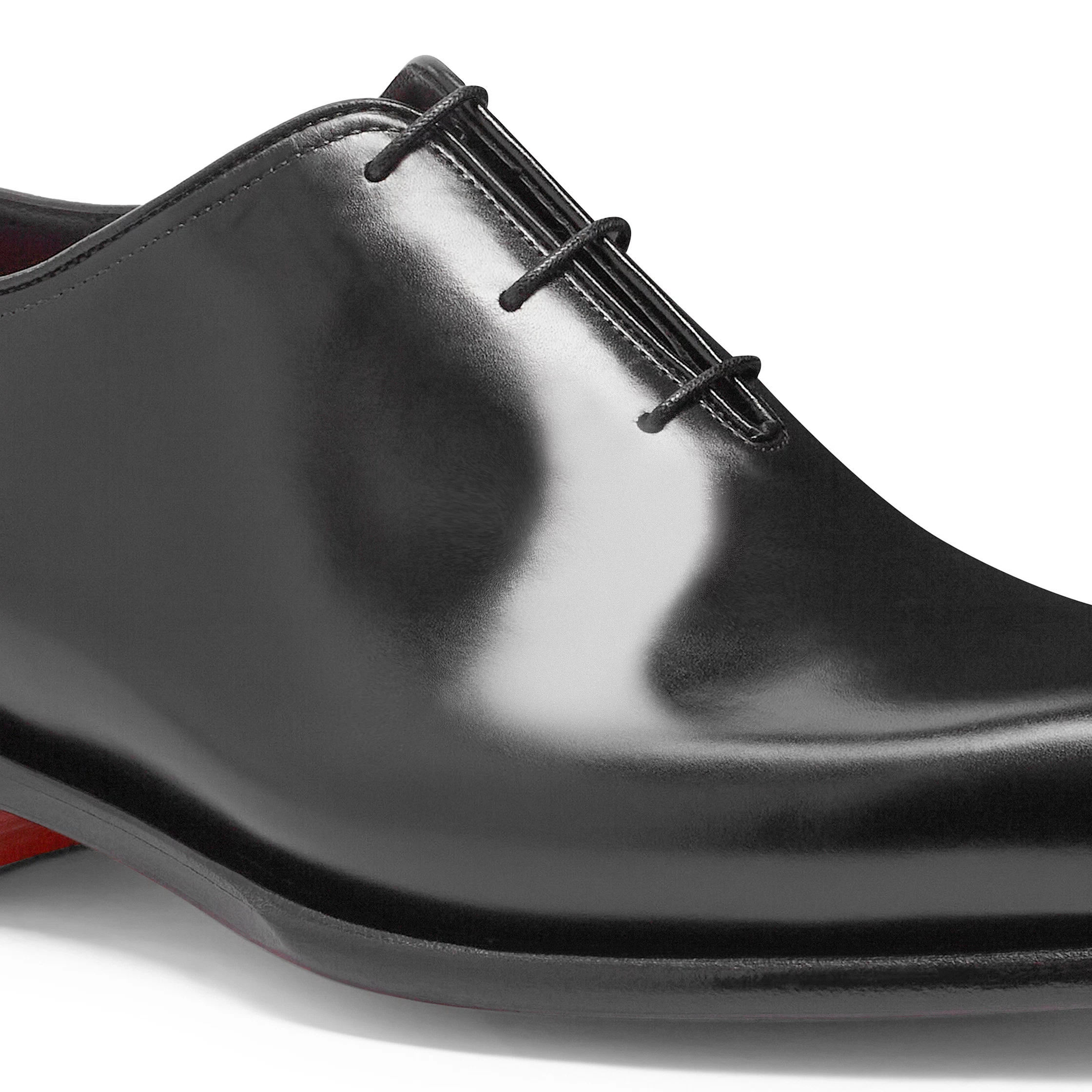 Męskie buty typu Oxford z czarnej, polerowanej skóry foto 5
