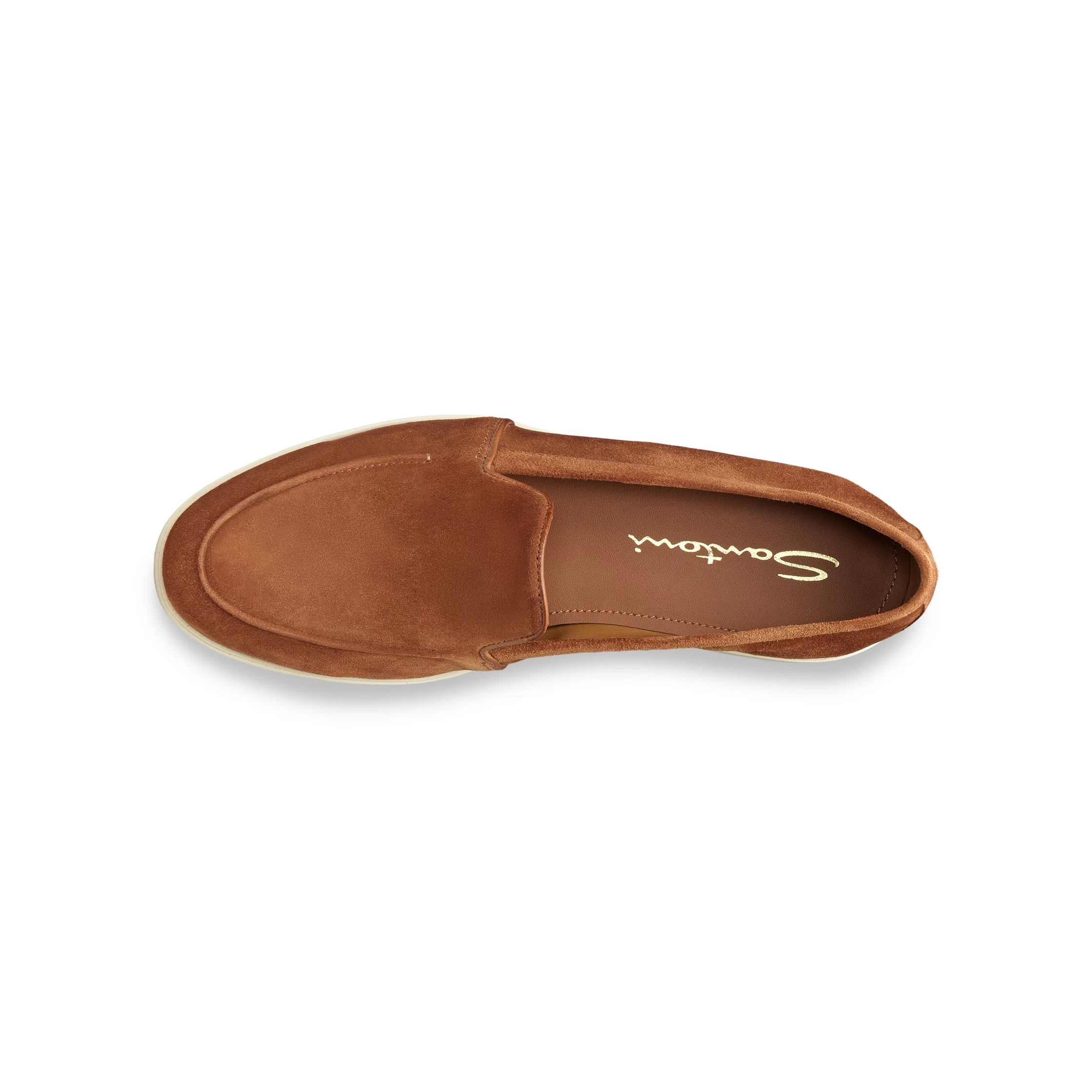 Damskie loafersy z brązowego zamszu foto 4