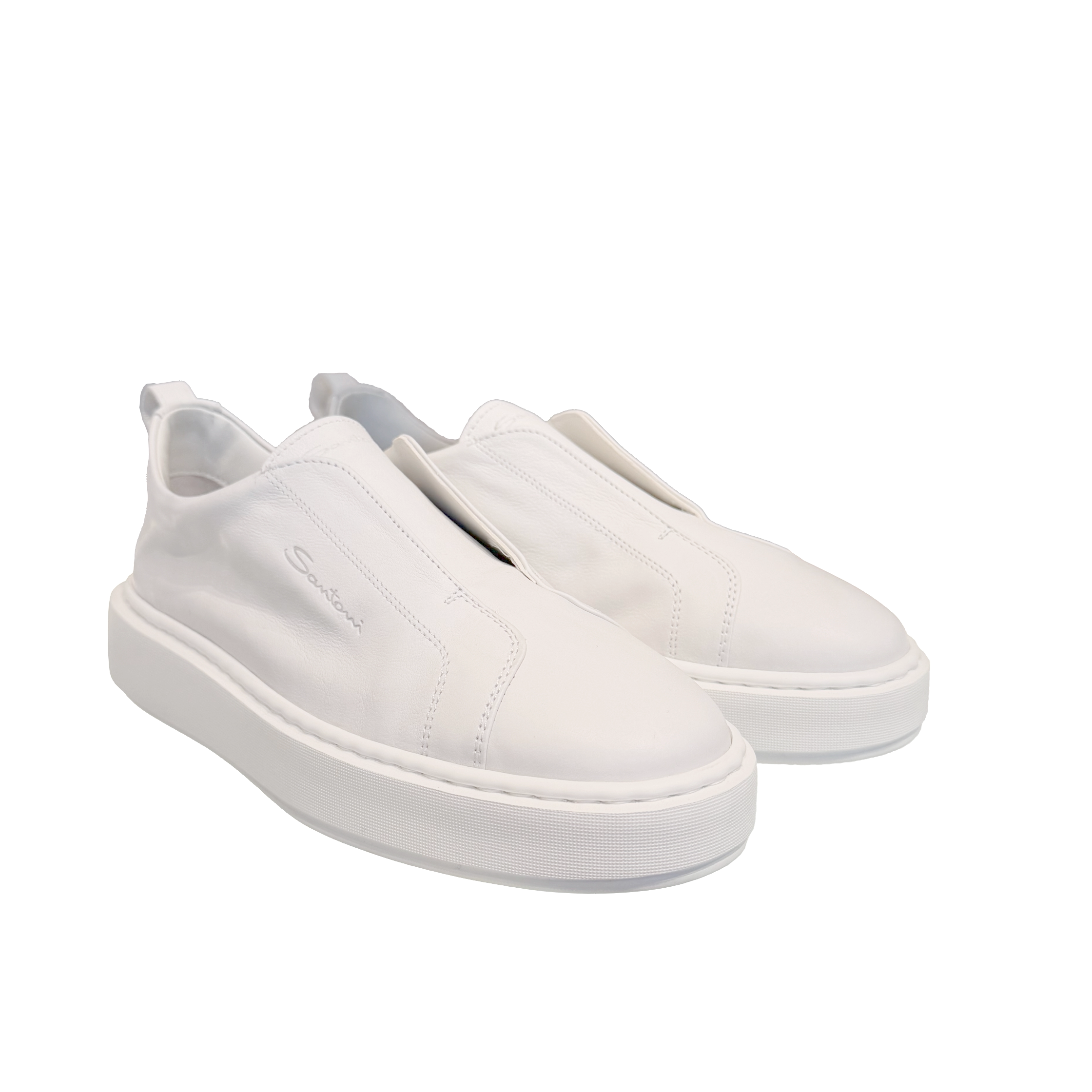Damskie sneakersy wsuwane z białej skóry groszkowanej foto 2