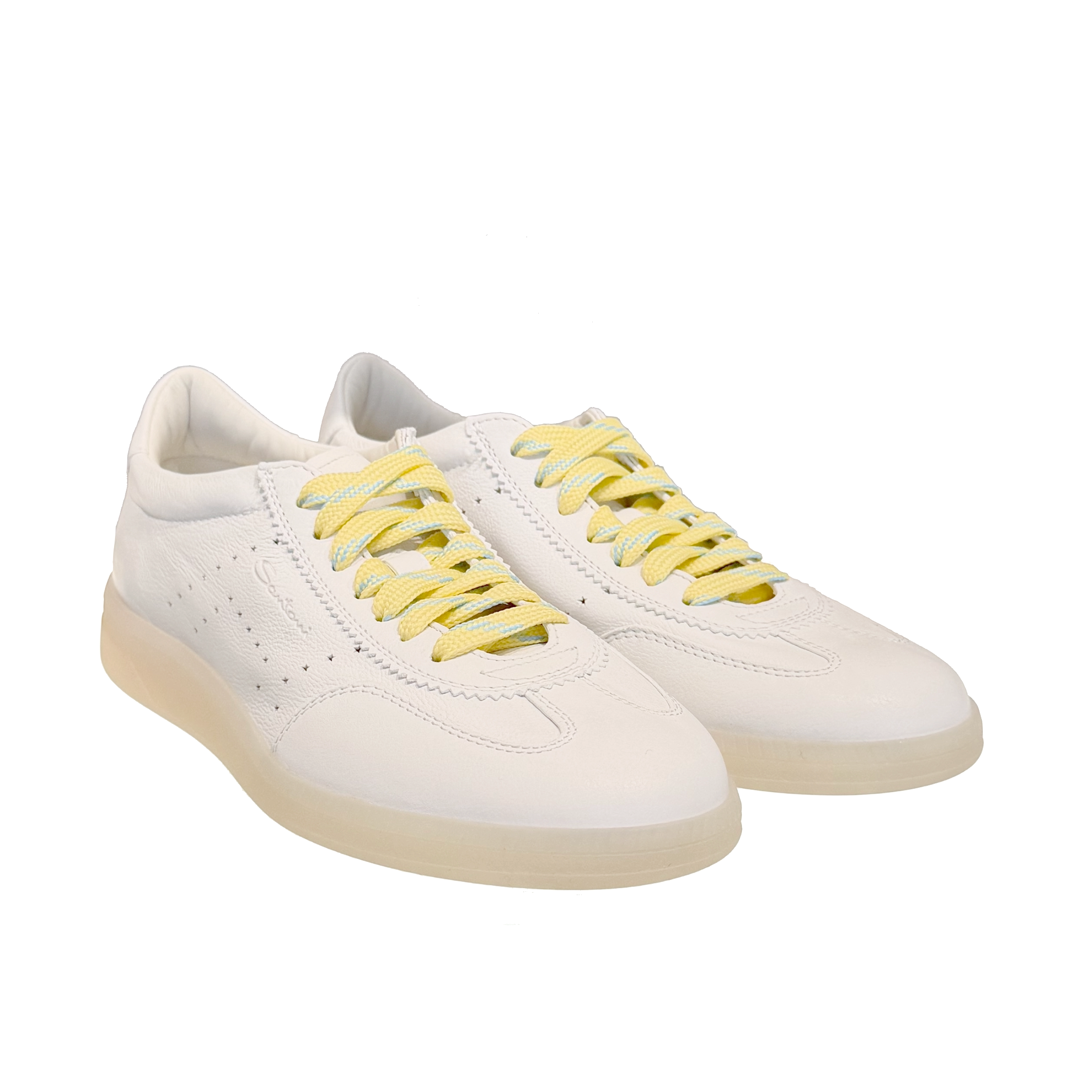 Damskie białe sneakersy ze skóry groszkowanej foto 2