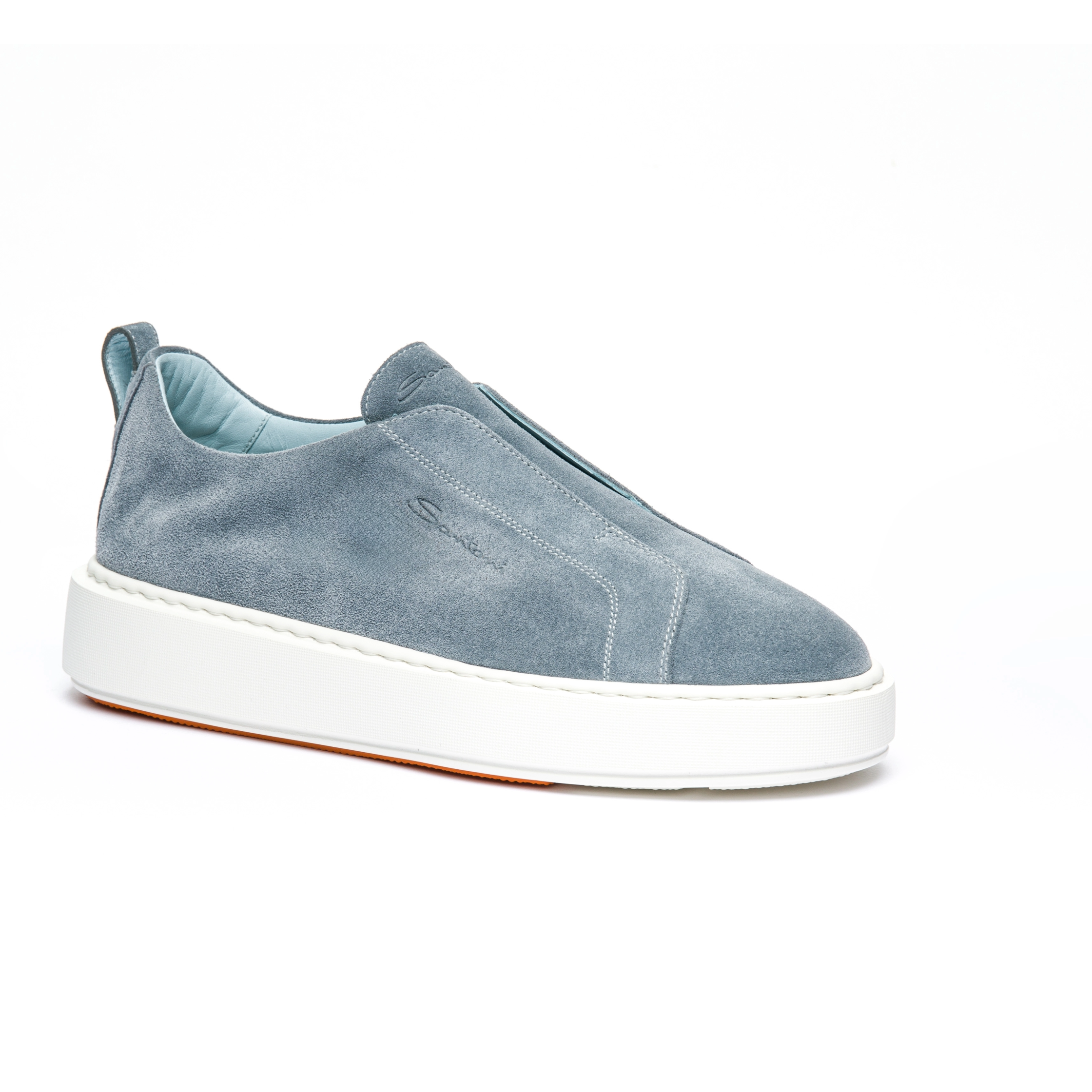 Damskie niebieskie zamszowe sneakersy wsuwane foto 2