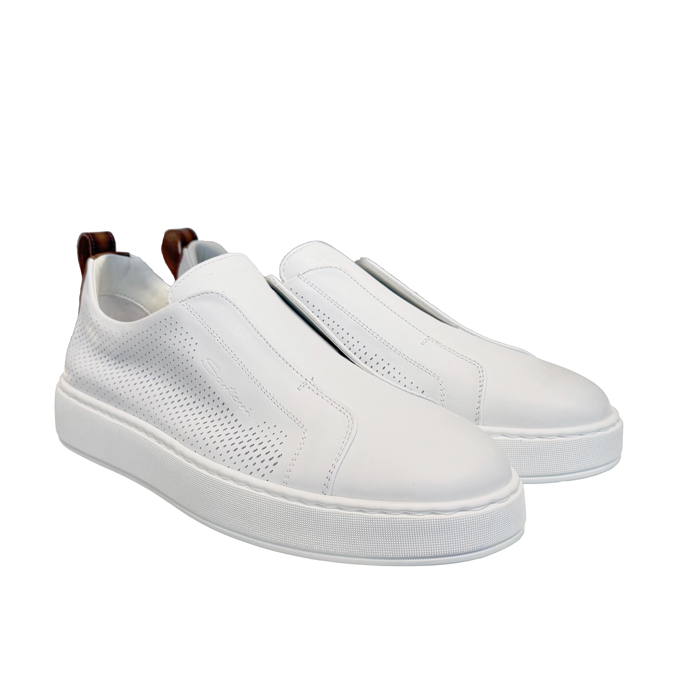 Męskie sneakersy wsuwane z białej skóry foto 2