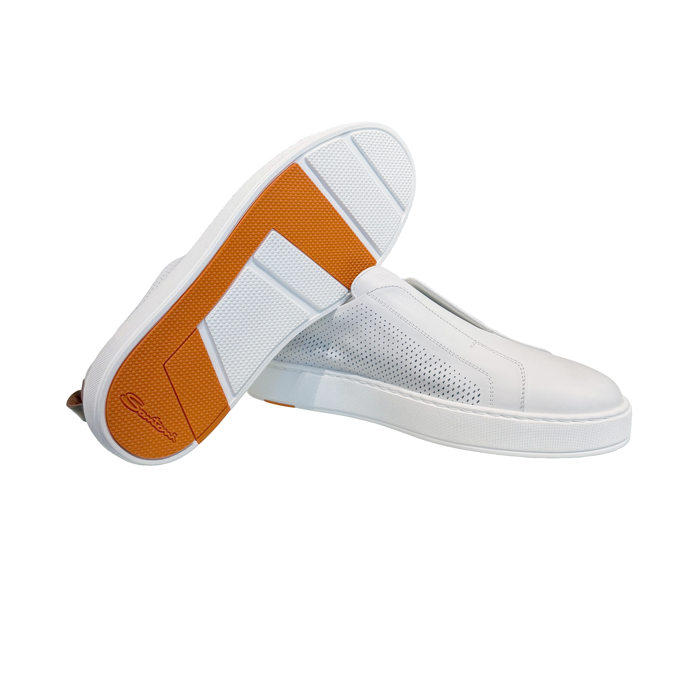 Męskie sneakersy wsuwane z białej skóry foto 3