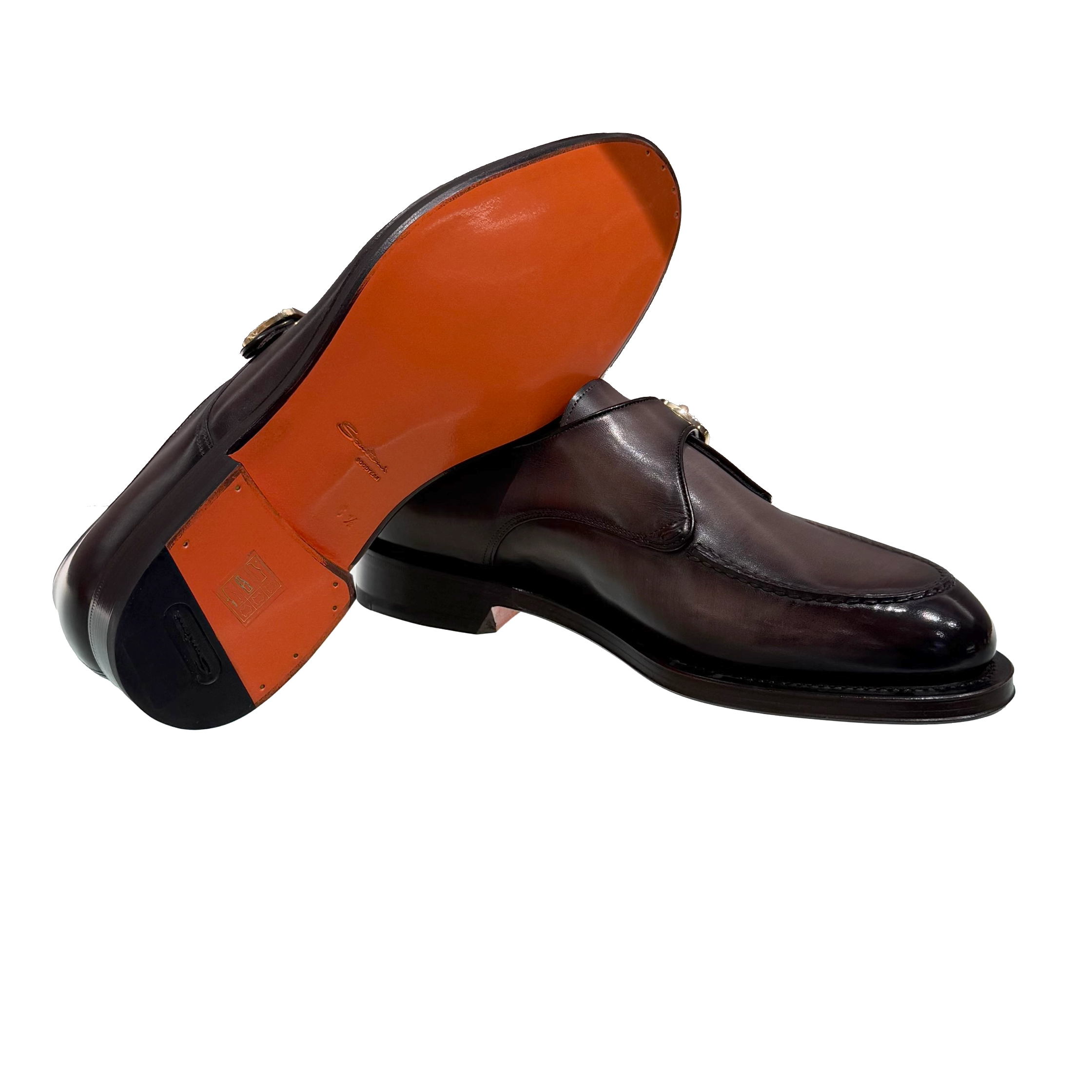 Męskie buty typu single monk strap z brązowej skóry foto 3