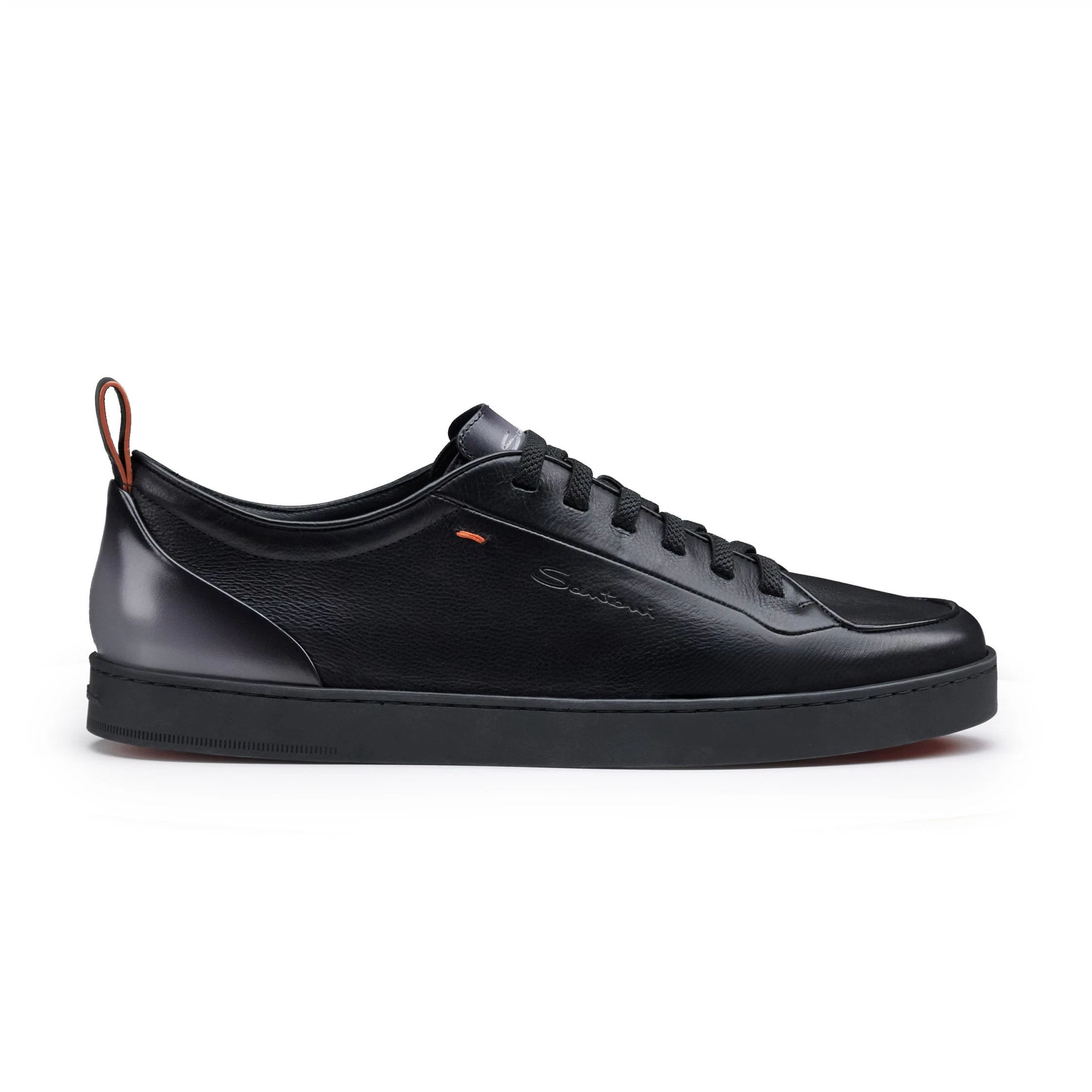 Męskie czarne skórzane sneakersy Santoni Off-duty
