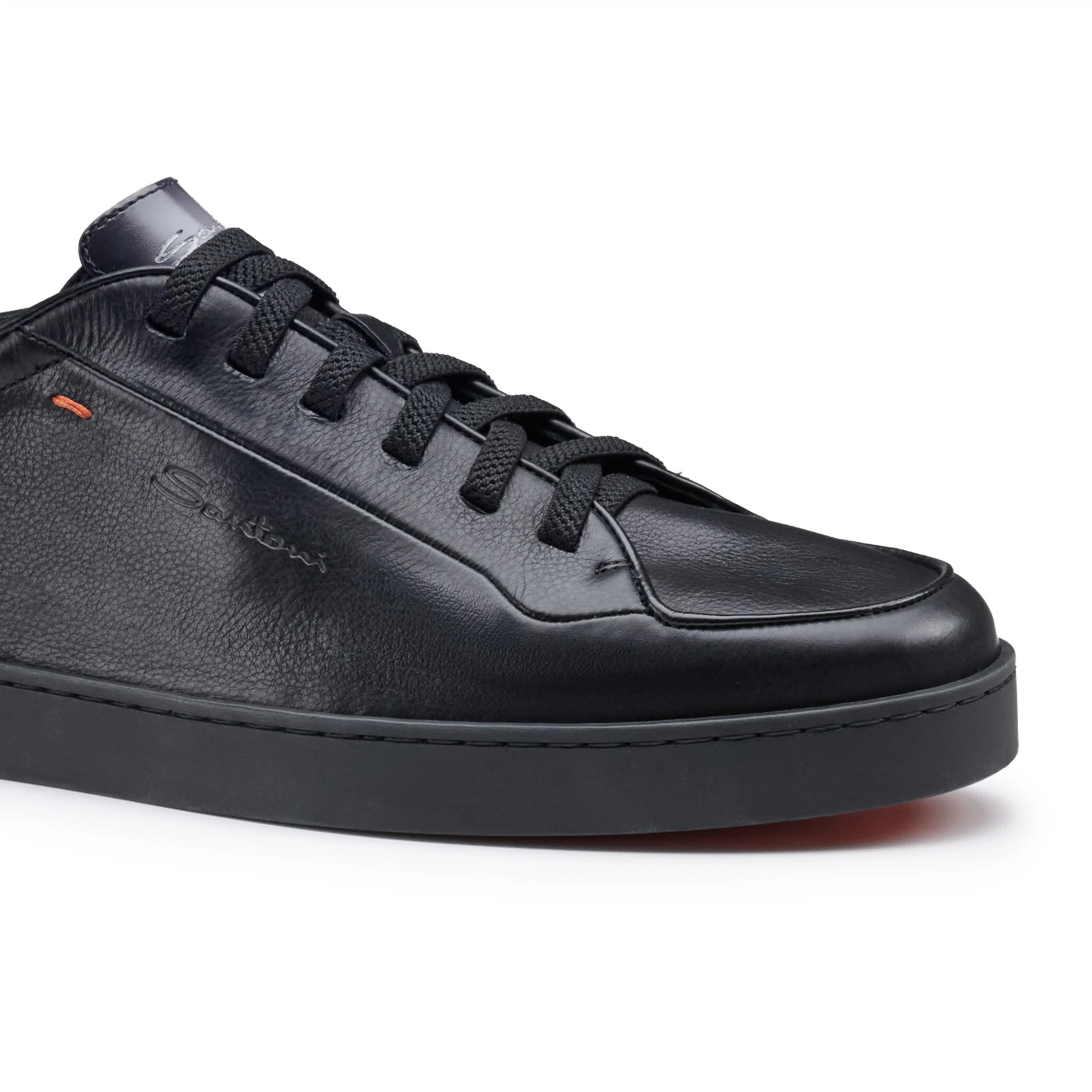 Męskie czarne skórzane sneakersy Santoni Off-duty foto 5