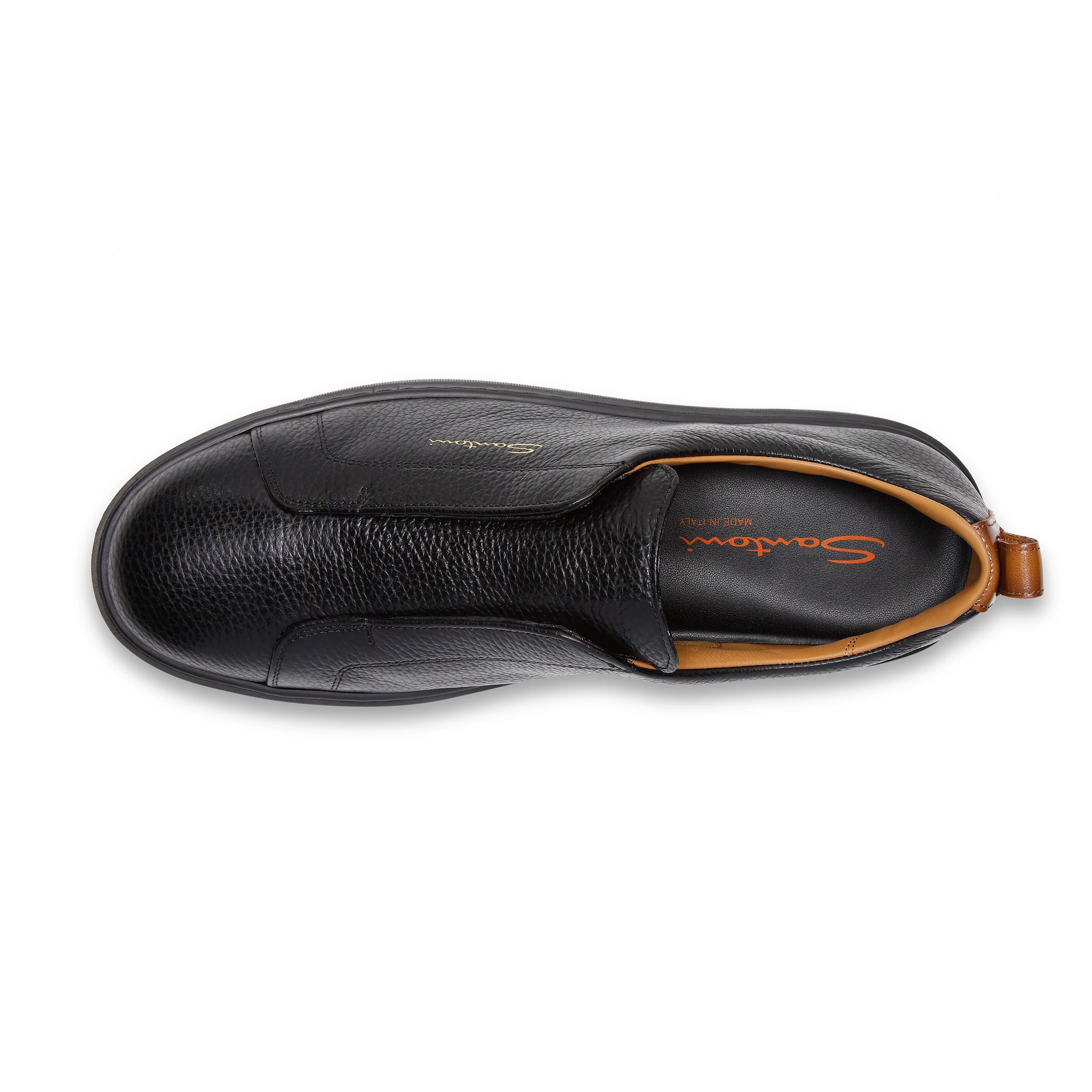 Męskie czarne sneakersy slip-on ze skóry o groszkowanej fakturze foto 4