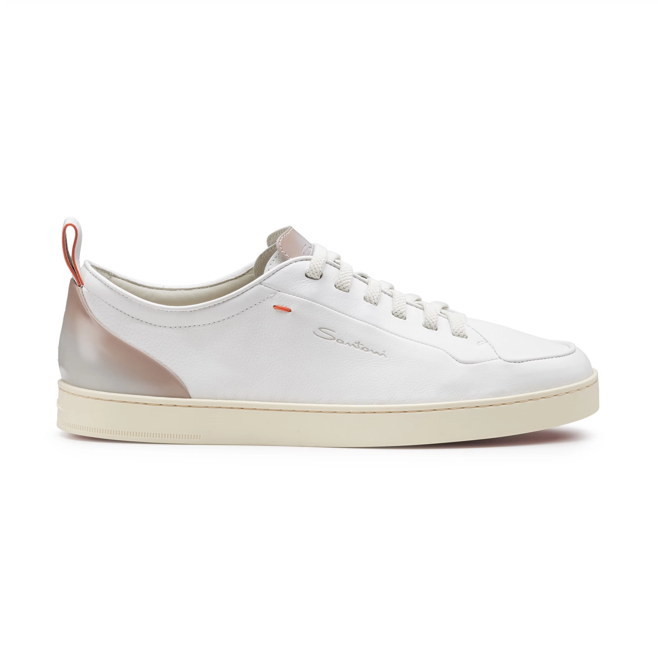 Męskie sneakersy Santoni Off-Duty z białej skóry