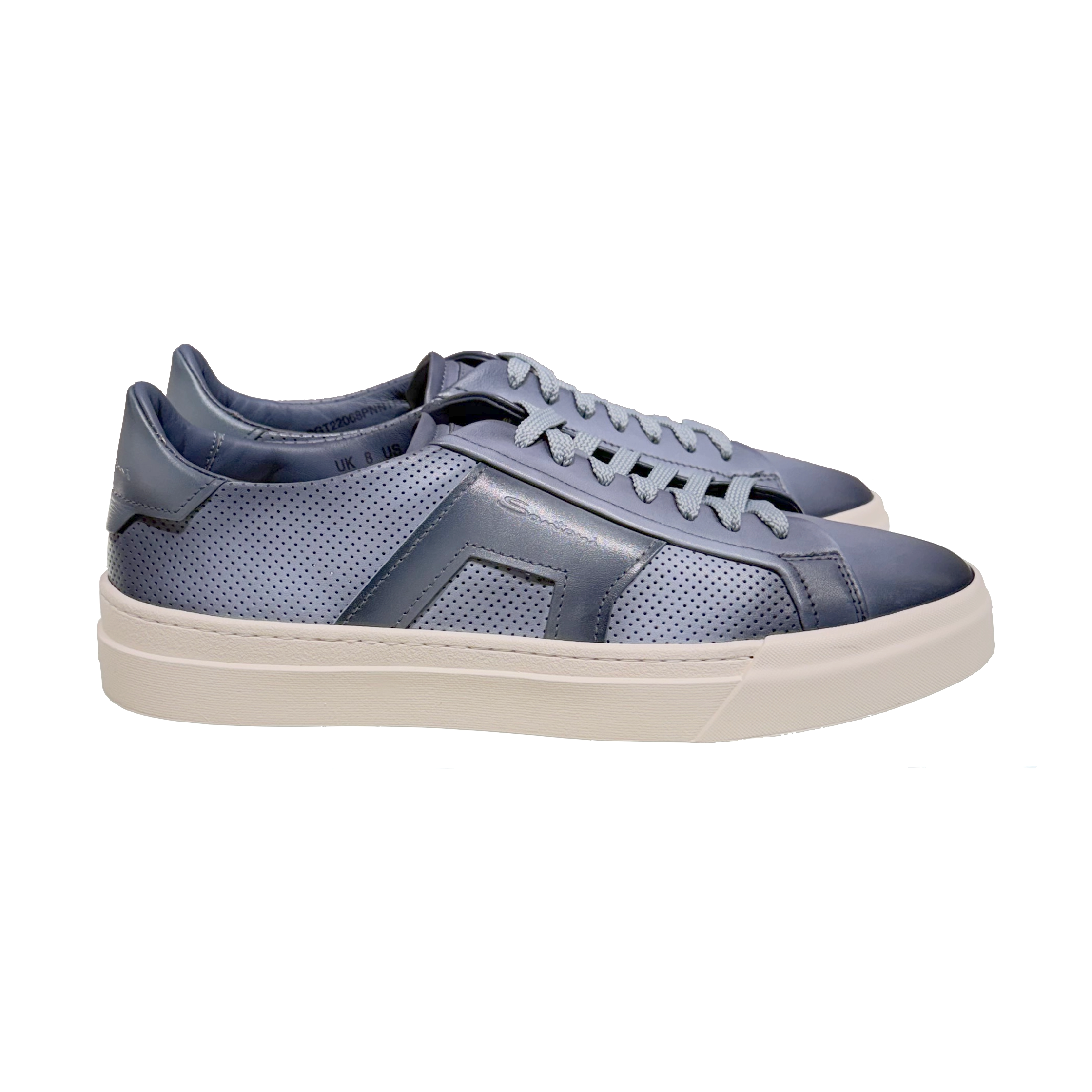 Męskie jasnoniebieskie skórzane sneakersy Double Buckle