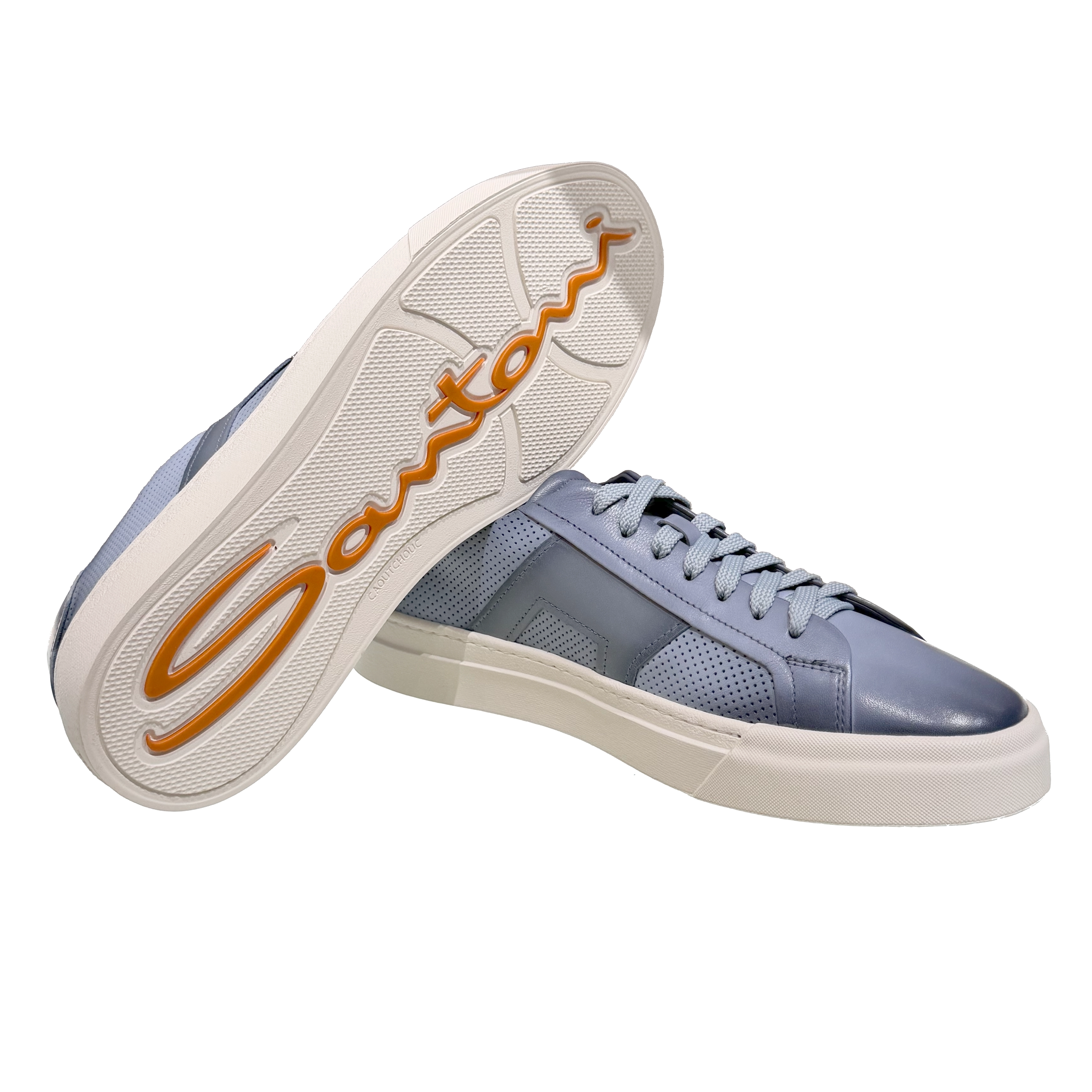 Męskie jasnoniebieskie skórzane sneakersy Double Buckle foto 3