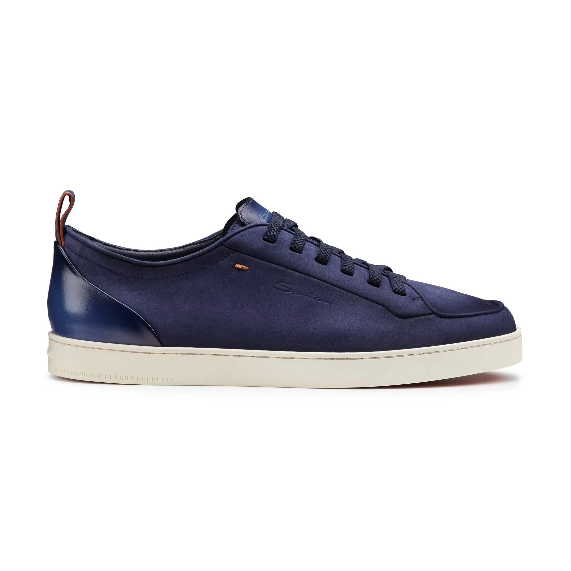 Męskie sneakersy Santoni Off-Duty z niebieskiego nubuku