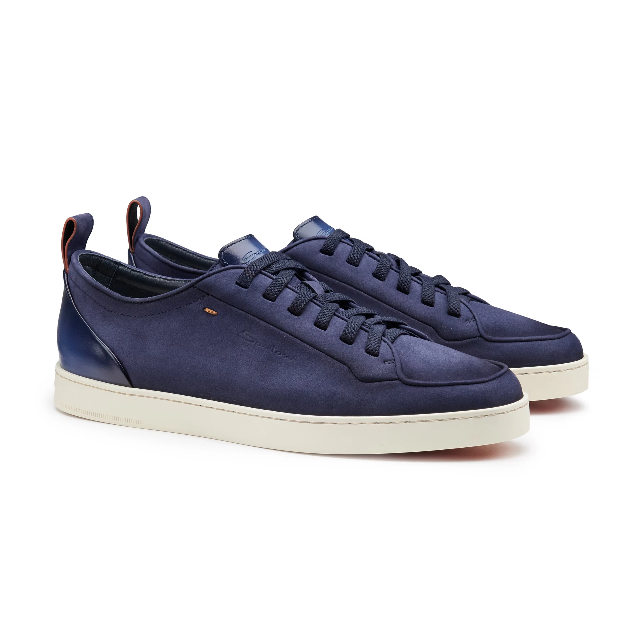 Męskie sneakersy Santoni Off-Duty z niebieskiego nubuku foto 2