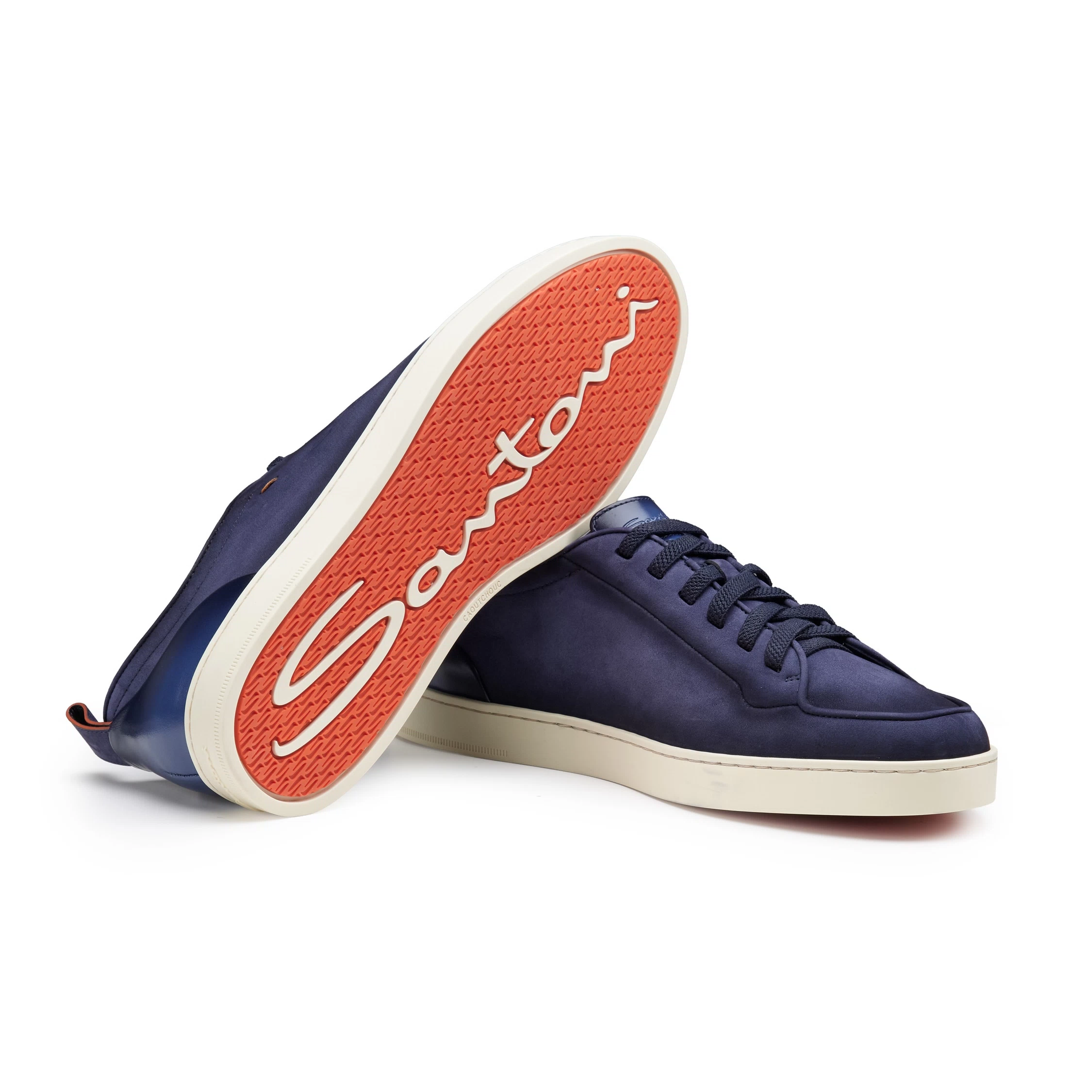 Męskie sneakersy Santoni Off-Duty z niebieskiego nubuku foto 3